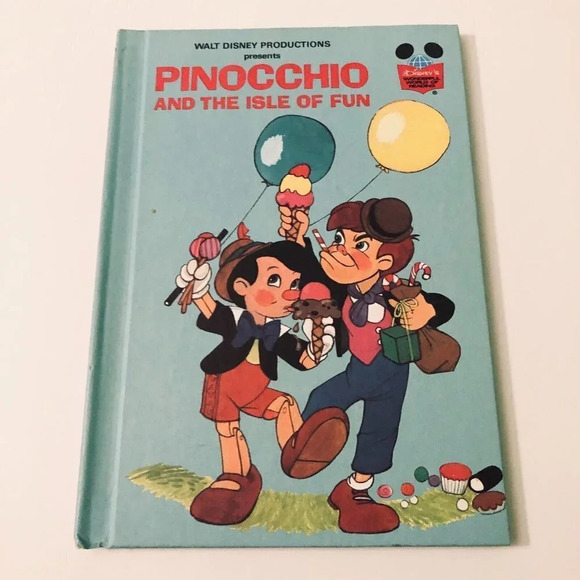 Vtg 1984  Pinocchio and the Isle of Fun Disneys Hardcover - Picture 1 of 13